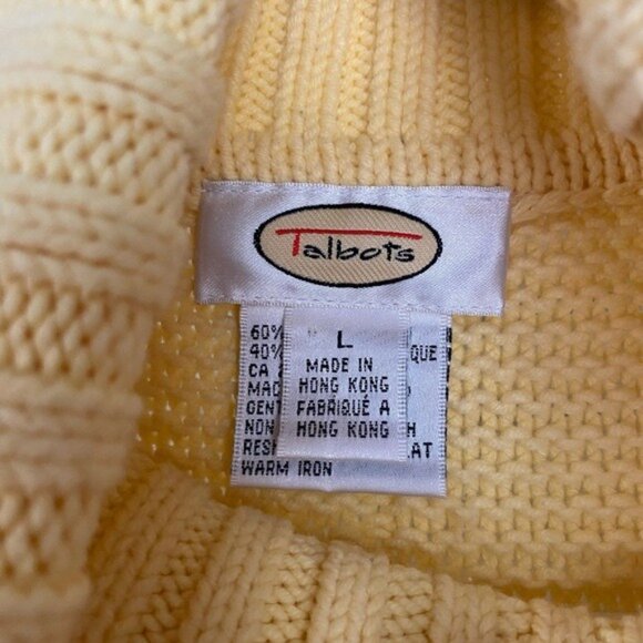 Vintage Talbots Yellow Turtleneck Sweater Ribbed, Soft, Size Large - Picture 3 of 4